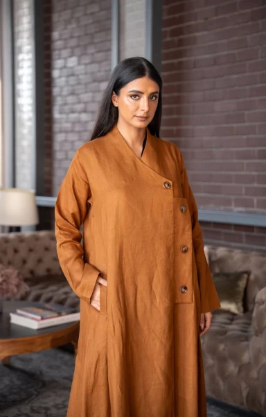 Camel Linen Abaya C:IB309